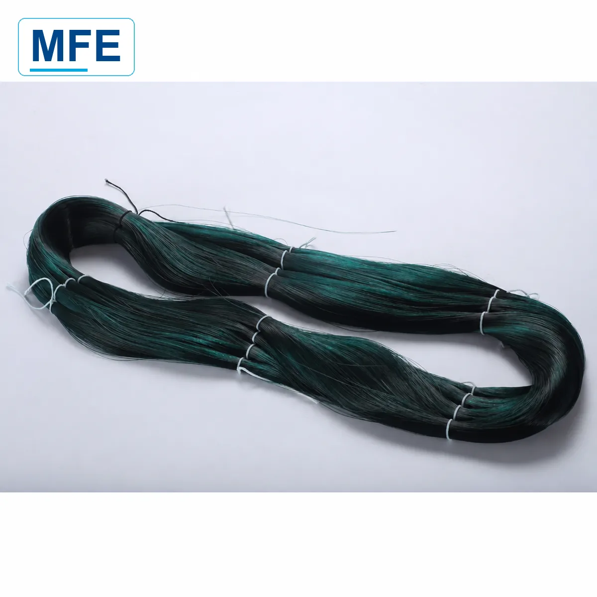 Deep green UHMWPE yarn hank, full view