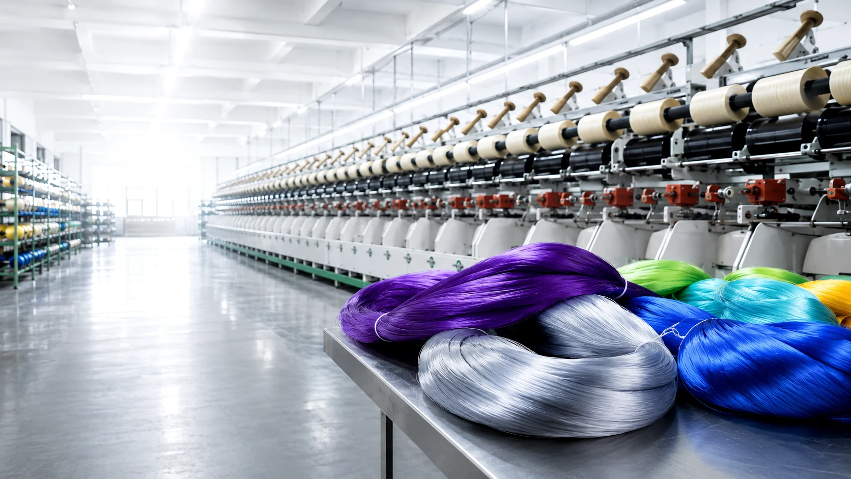 Winding machine row at a manufacturing facility
