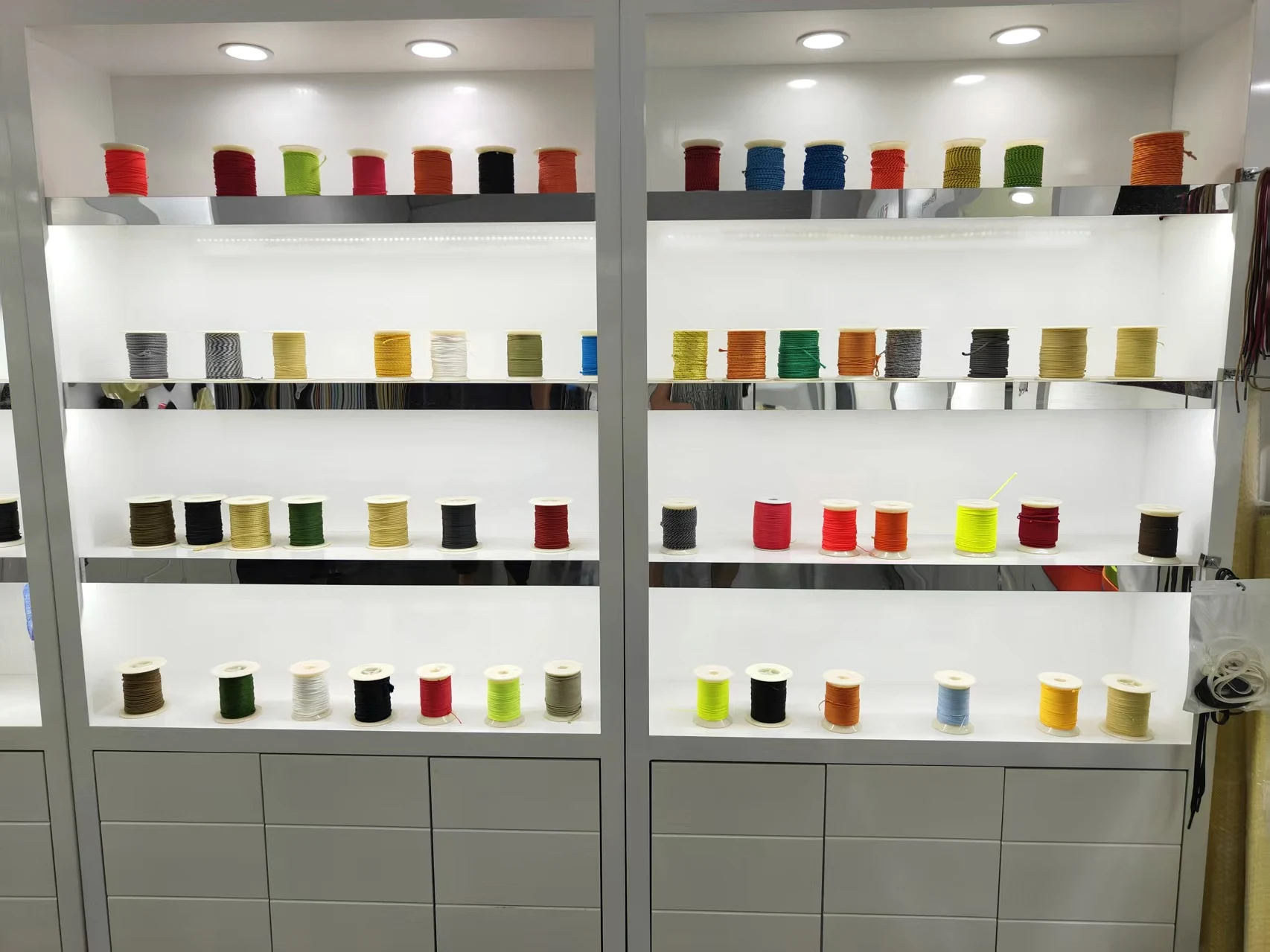 Sample-room colour wall for yarn range review
